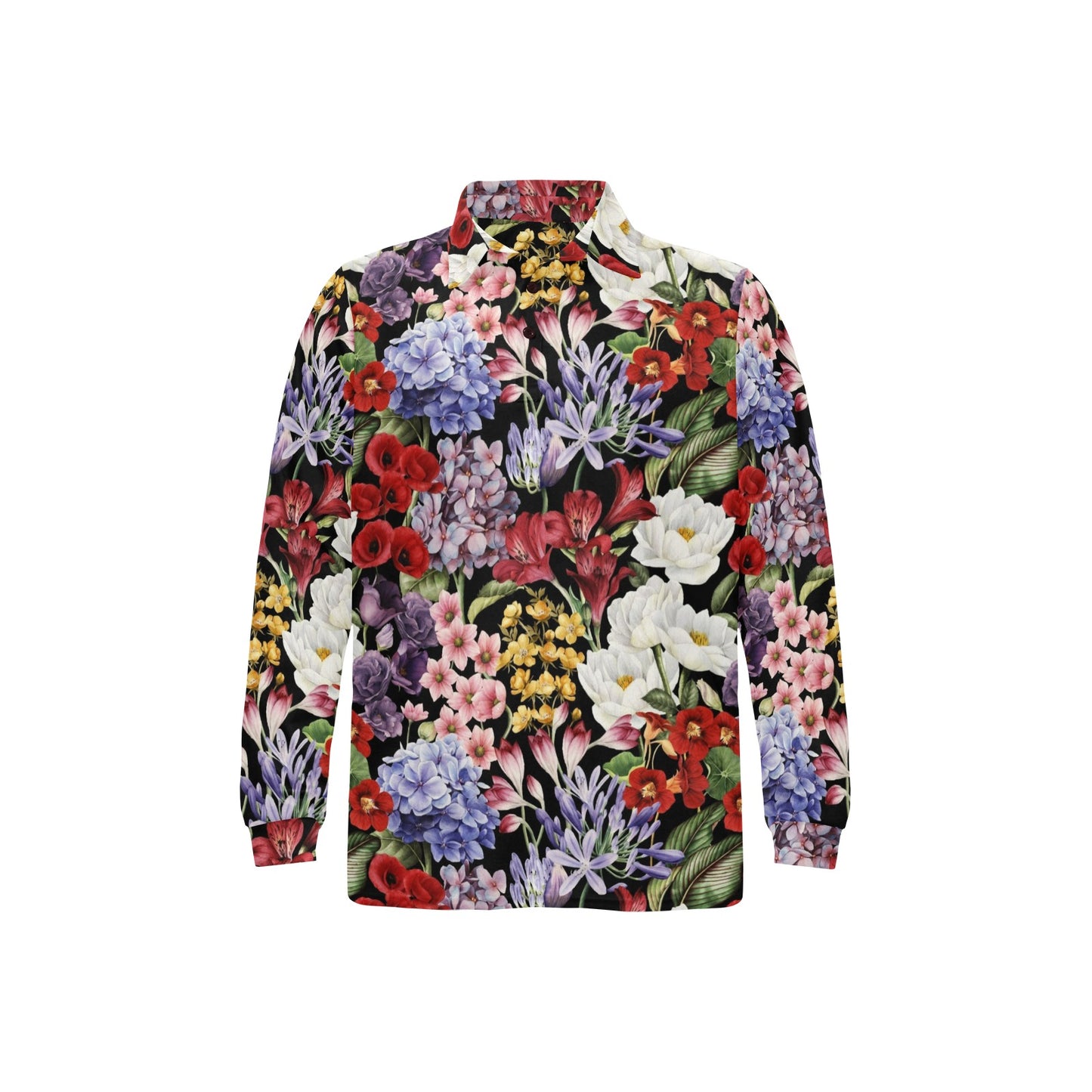 Summer Floral Pattern Print Design SF04 Long Sleeve Polo Shirt For Men's