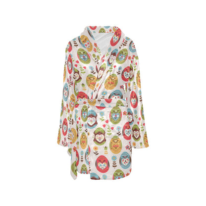 Easter Eggs Pattern Print Design RB011 Women's Fleece Robe