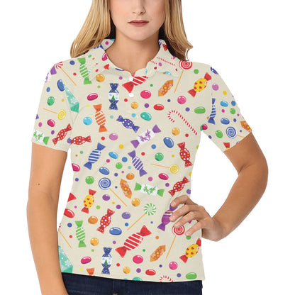 Candy Pattern Print Design 04 Women's Polo Shirt