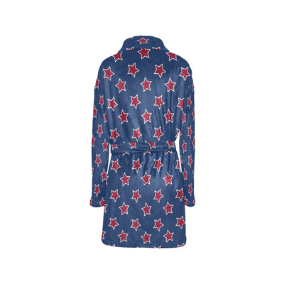 Star Red Blue Print Design LKS301 Women's Fleece Robe