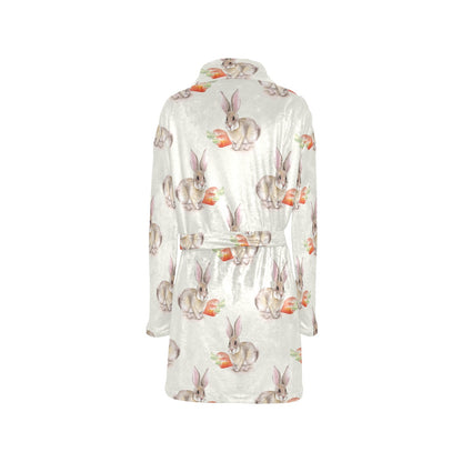 Rabbit Pattern Print Design 01 Women's Fleece Robe