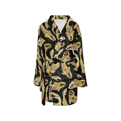 KOI Fish Pattern Print Design 03 Women's Fleece Robe