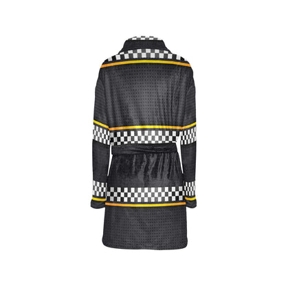 Checkered Flag Yellow Line Style Women's Fleece Robe