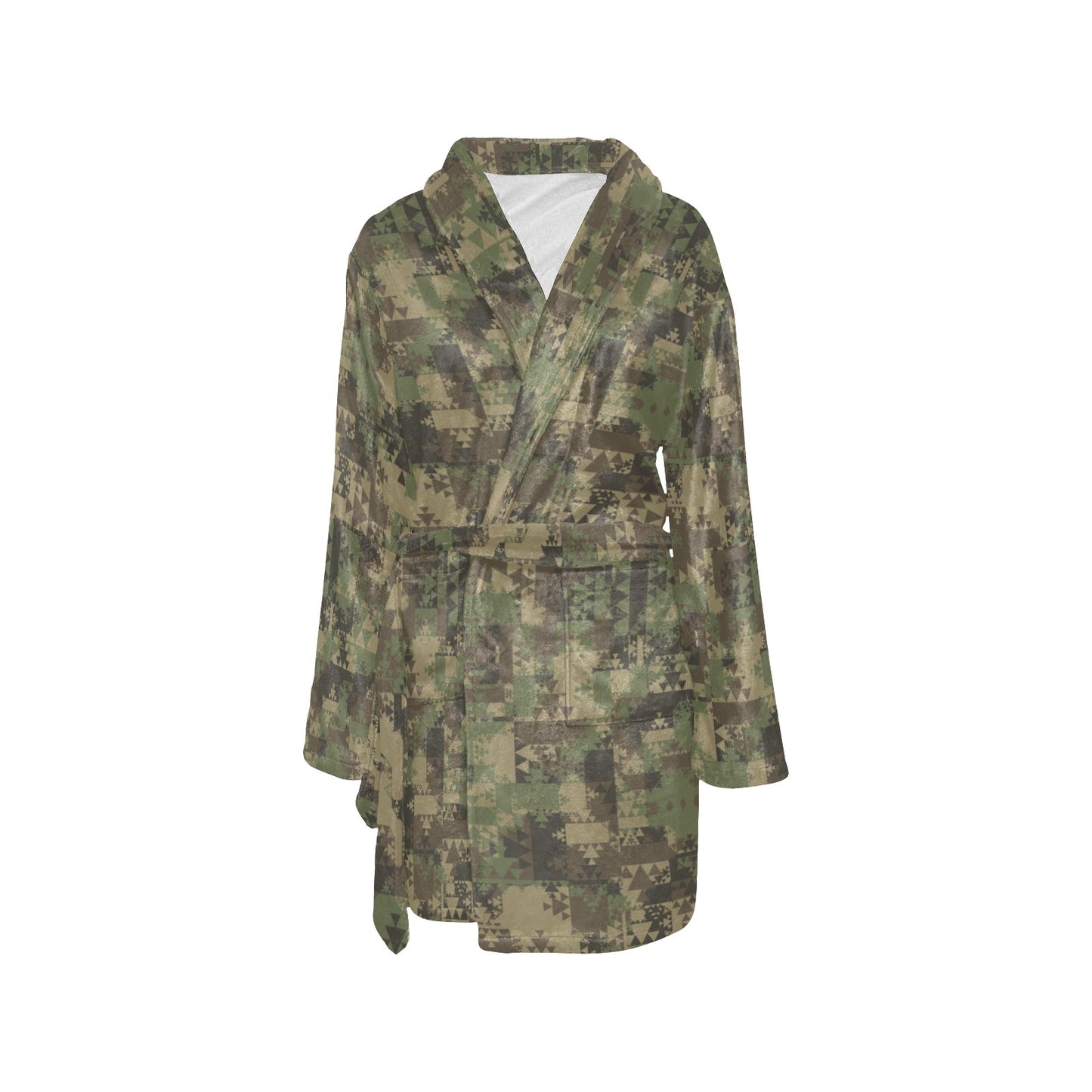 Camouflage Aztec Green Army Print Women's Fleece Robe