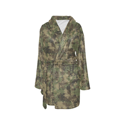 Camouflage Aztec Green Army Print Women's Fleece Robe