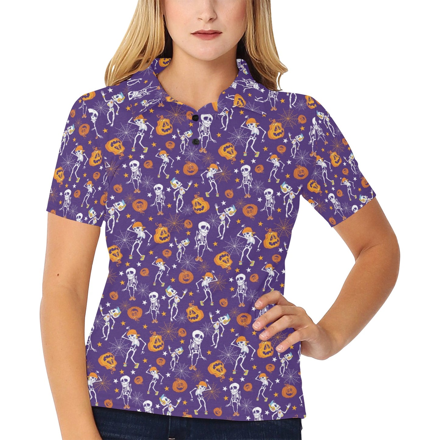 Skeleton Halloween Dance Print Design LKS304 Women's Polo Shirt