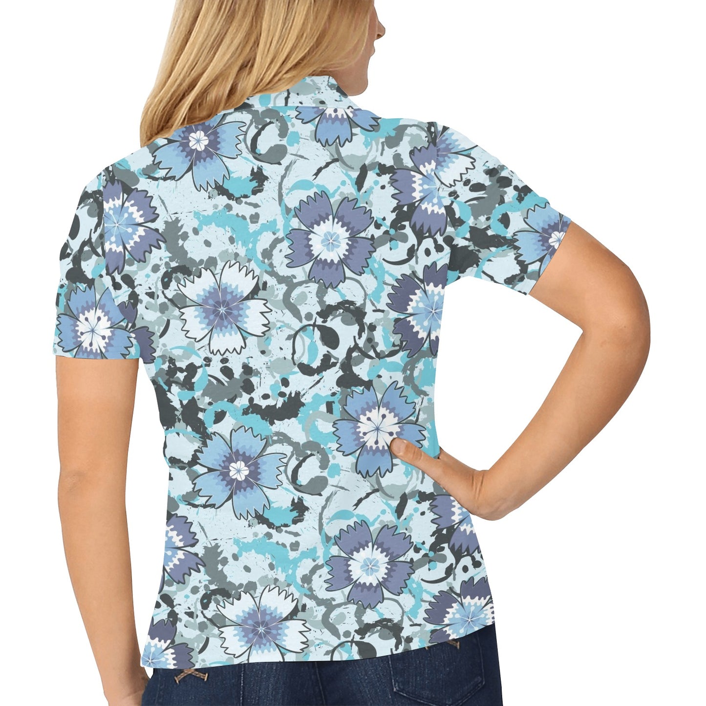 Carnations Pattern Print Design CN04 Women's Polo Shirt