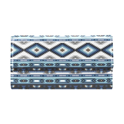 Navajo Dark Blue Print Pattern Women's Trifold Wallet