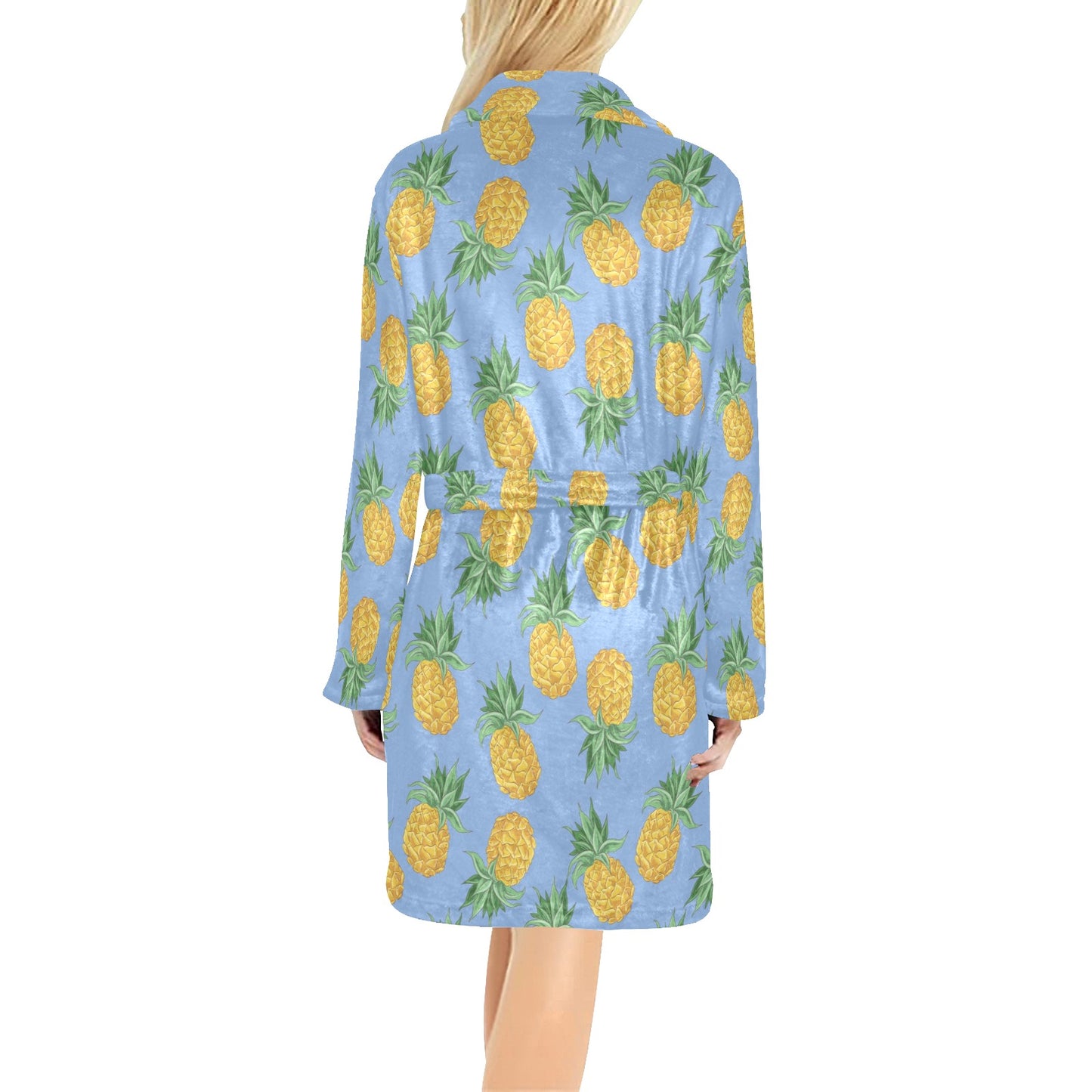 Pineapple Pattern Print Design A04 Women's Fleece Robe