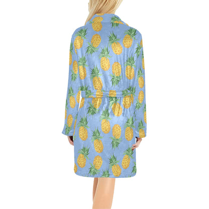 Pineapple Pattern Print Design A04 Women's Fleece Robe
