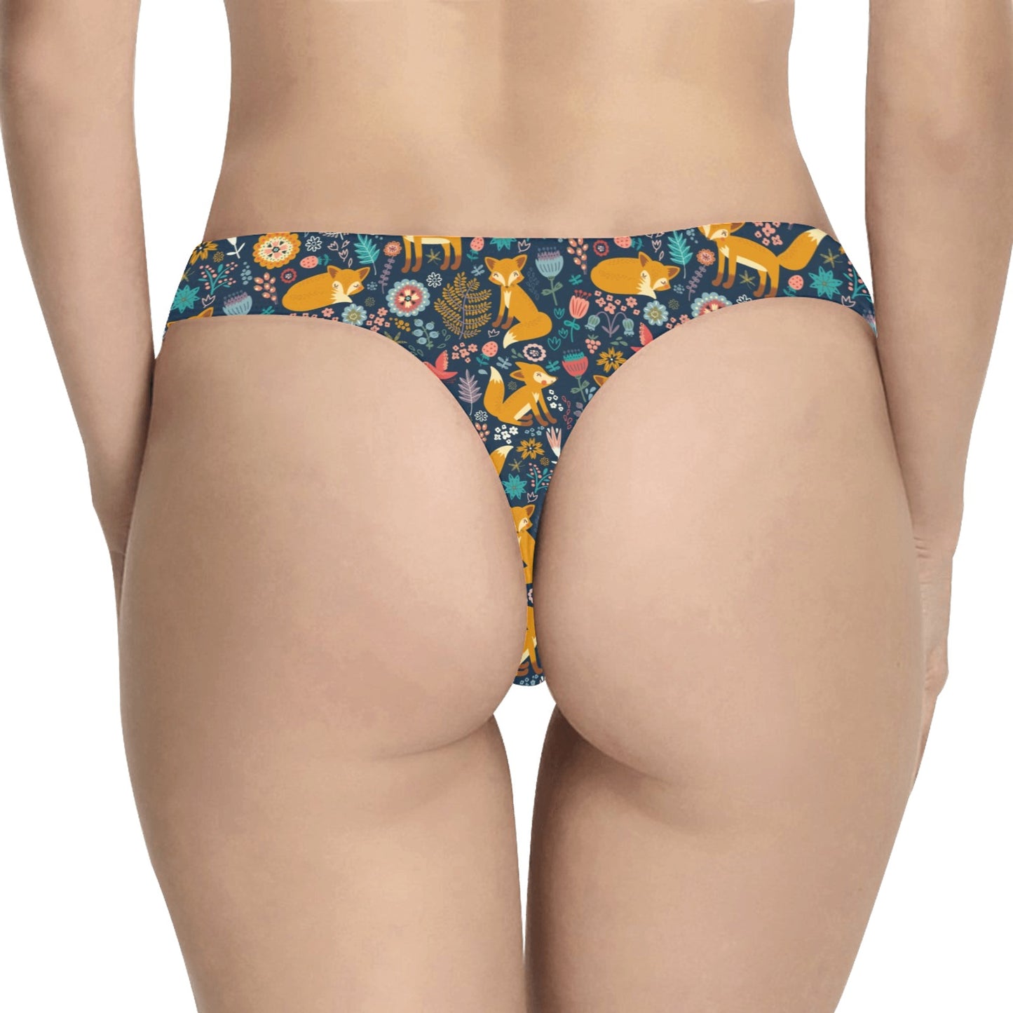Fox Cute Jungle Print Pattern Women's Thongs