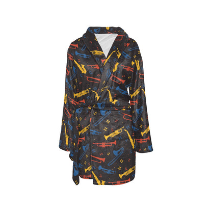 Saxophone Print Design LKS407 Women's Fleece Robe