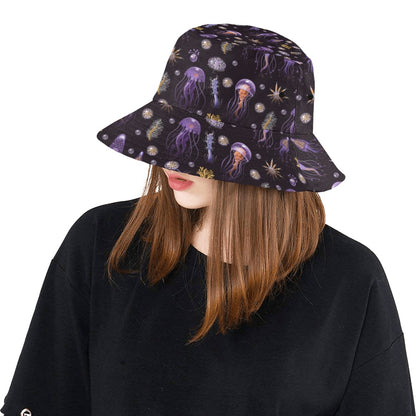 Seaweed With Jelly Fish Print Design LKS305 Unisex Bucket Hat