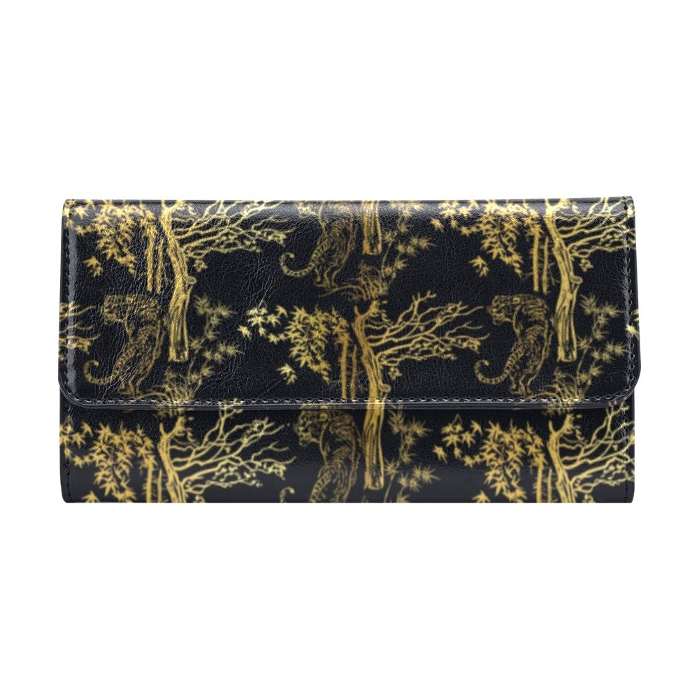 Tiger Gold Print Design LKS307 Women's Trifold Wallet