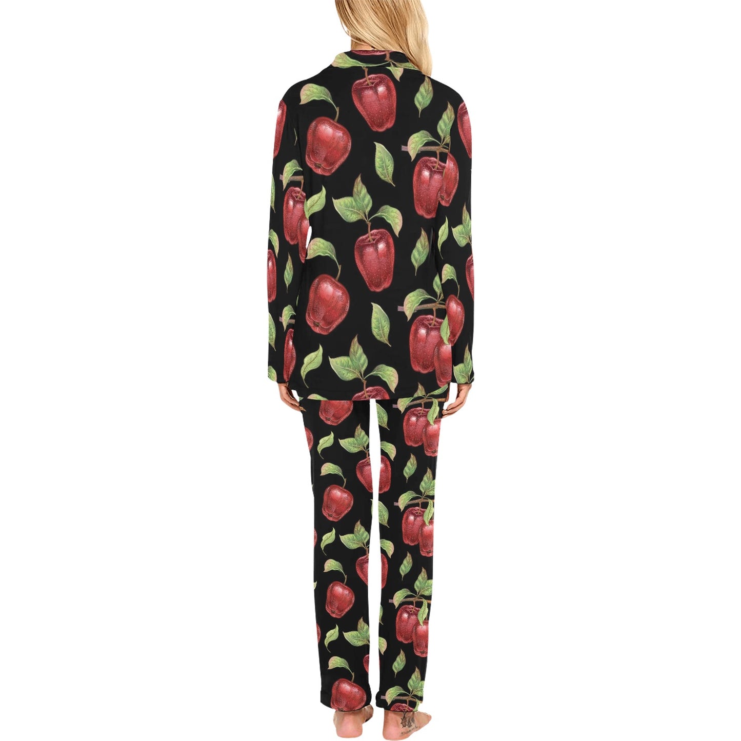 Apple Pattern Print Design AP011 Women's Long Pajama Set