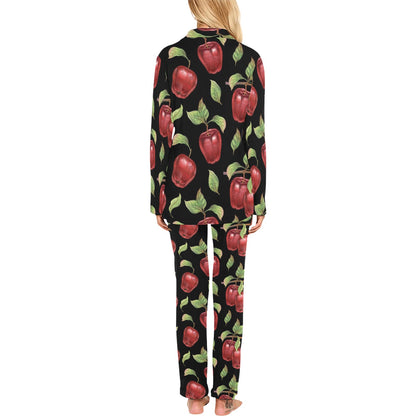 Apple Pattern Print Design AP011 Women's Long Pajama Set