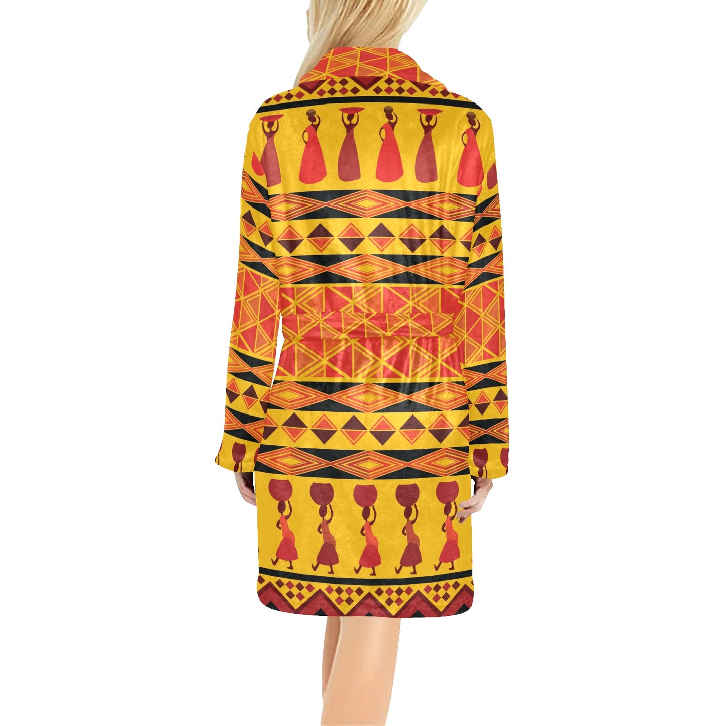 African Pattern Print Design 01 Women's Fleece Robe
