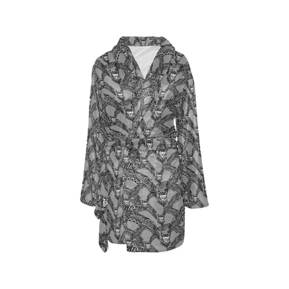 Bat Pattern Print Design 04 Women's Fleece Robe