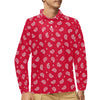 Bandana Red Paisley Print Design LKS305 Long Sleeve Polo Shirt For Men's