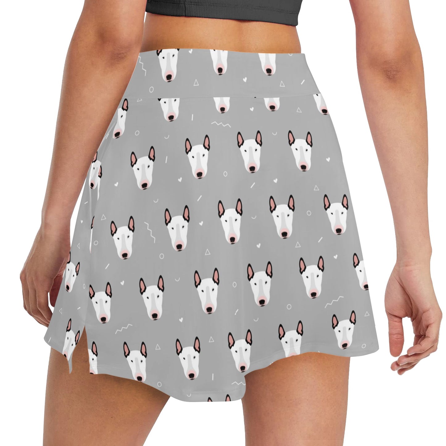 Bull Terrier Head Print Pattern 17" Golf & Pickleball Skort with Pockets