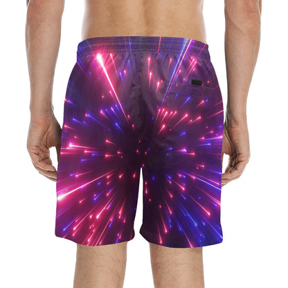 Celestial Purple Blue Neon Speed Light Men's Swim Trunks Beach Shorts