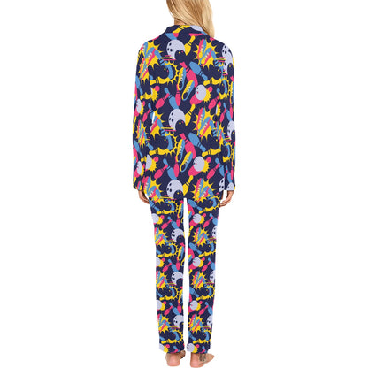 Bowling Pattern Print Design 02 Women's Long Pajama Set