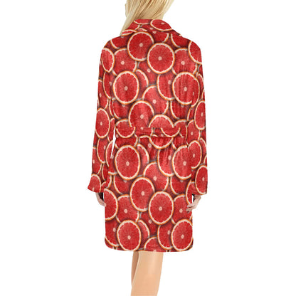 Grapefruit Pattern Print Design GF05 Women's Fleece Robe