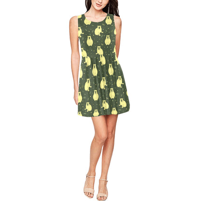 Capybara Pattern Print Design 03 Sleeveless Dress