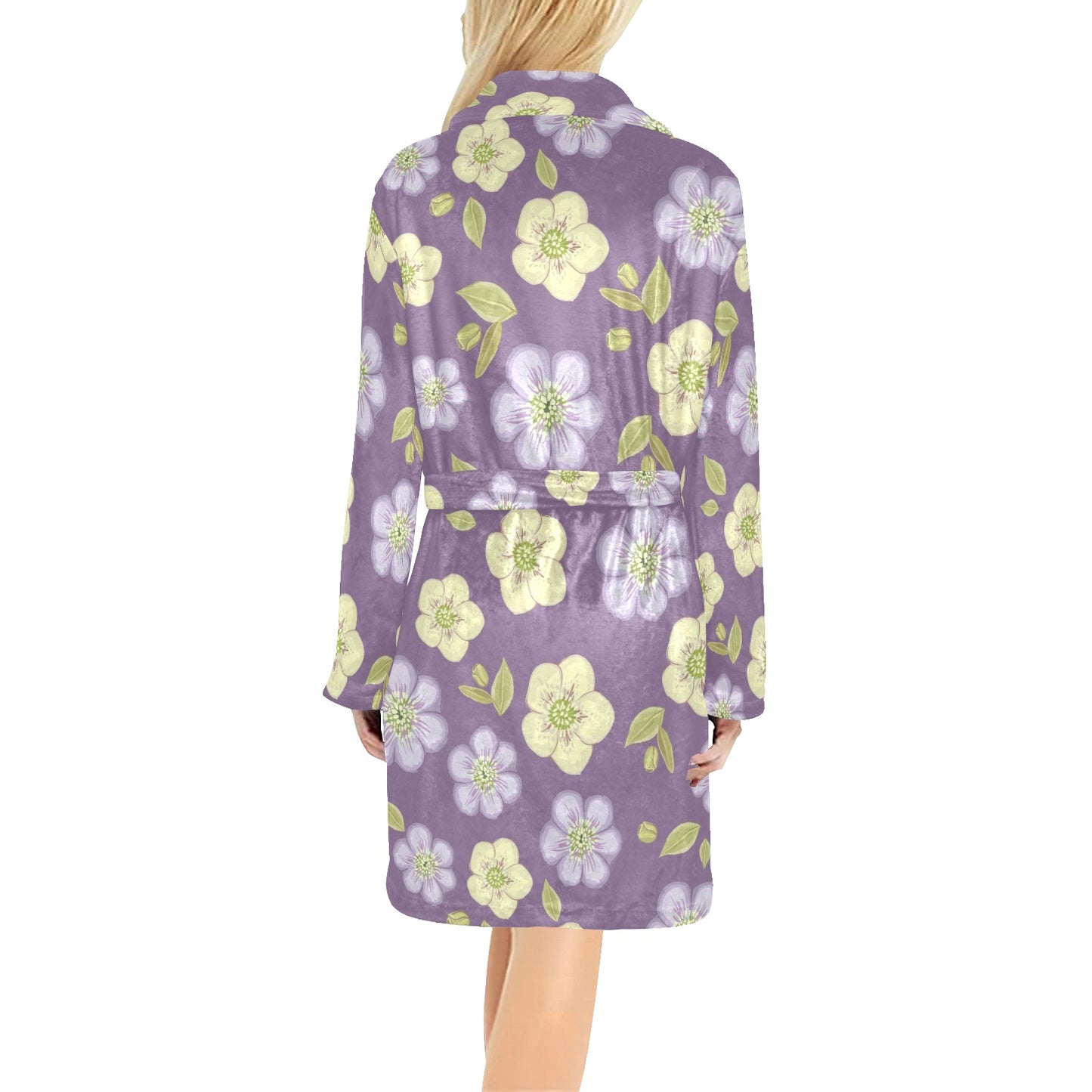 Anemone Pattern Print Design AM013 Women's Fleece Robe