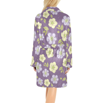 Anemone Pattern Print Design AM013 Women's Fleece Robe