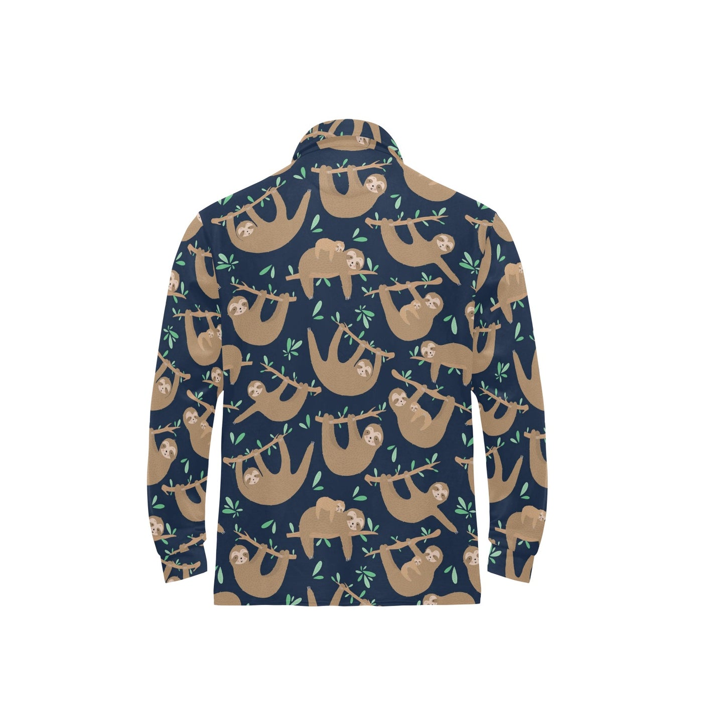 Sloth Print Design LKS307 Long Sleeve Polo Shirt For Men's