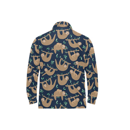 Sloth Print Design LKS307 Long Sleeve Polo Shirt For Men's