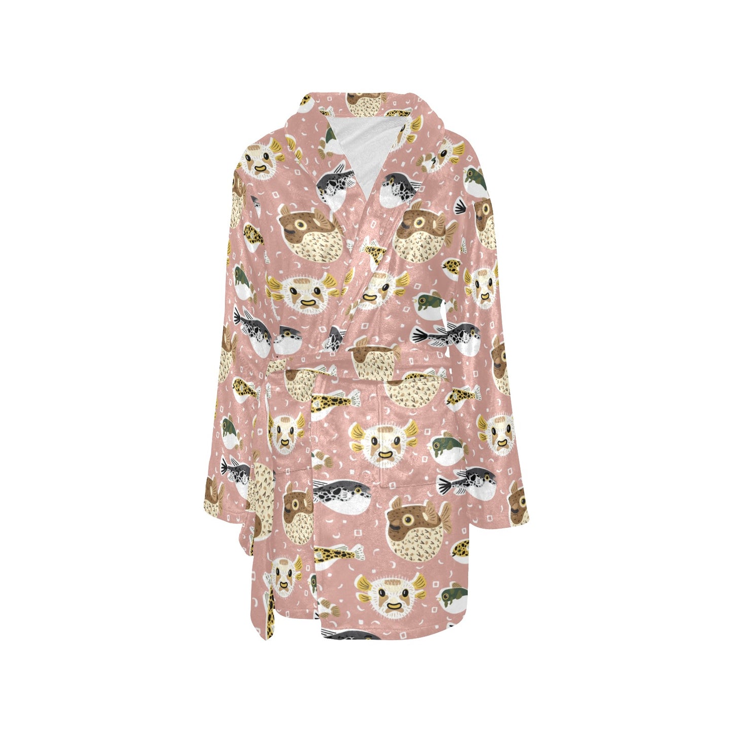 Fugu Cute Pattern Print Design 01 Women's Fleece Robe