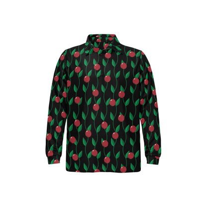 Cranberry Pattern Print Design CB01 Long Sleeve Polo Shirt For Men's