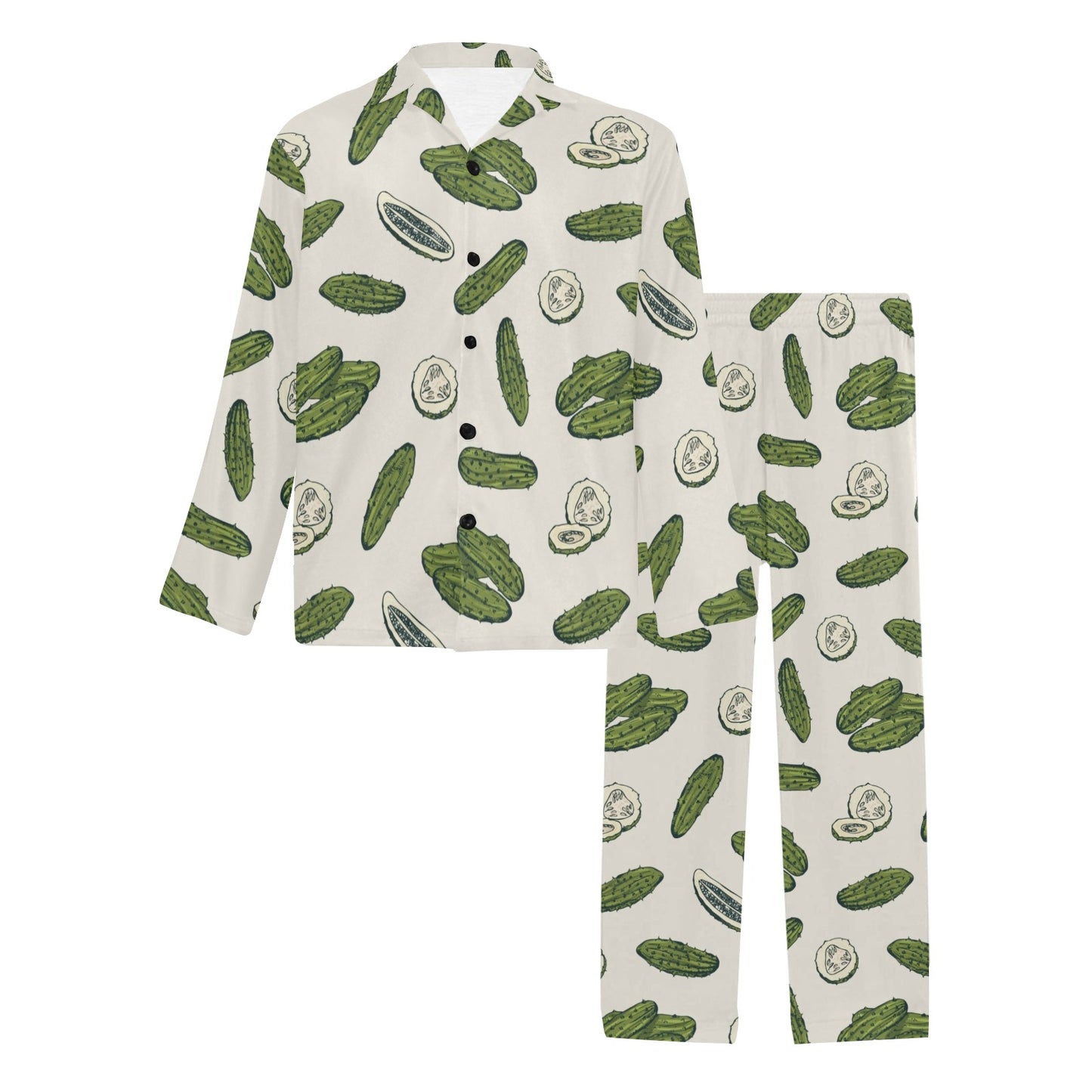 Cucumber Pattern Print Design CC05 Men's Long Pajama Set