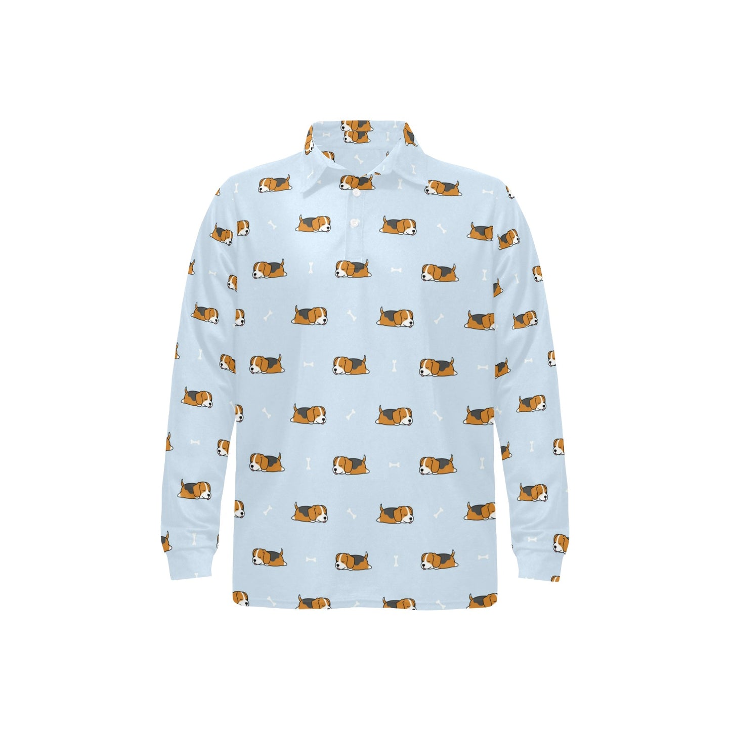 Beagle Pattern Print Design 06 Long Sleeve Polo Shirt For Men's