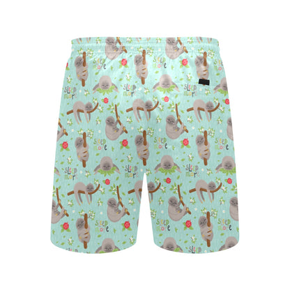 Sloth Print Design LKS305 Men's Swim Trunks Beach Shorts