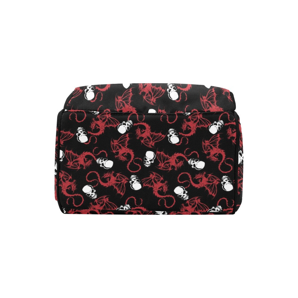 Skull With Red Dragon Print Design LKS304 Diaper Bag Backpack