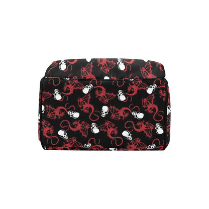 Skull With Red Dragon Print Design LKS304 Diaper Bag Backpack