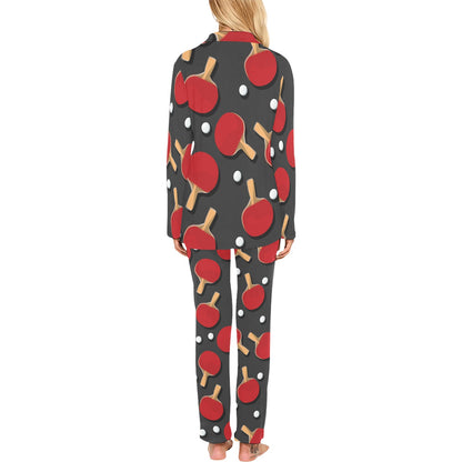 Ping Pong Pattern Print Design A05 Women's Long Pajama Set