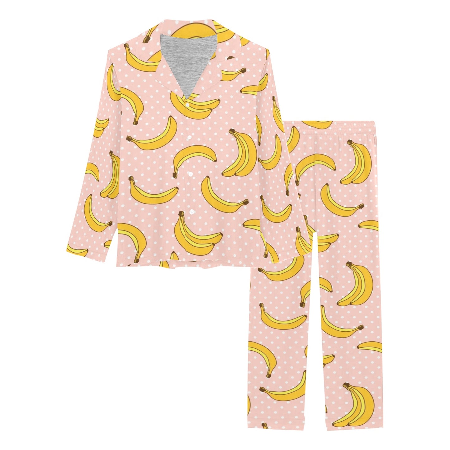 Banana Pattern Print Design BA06 Women's Long Pajama Set
