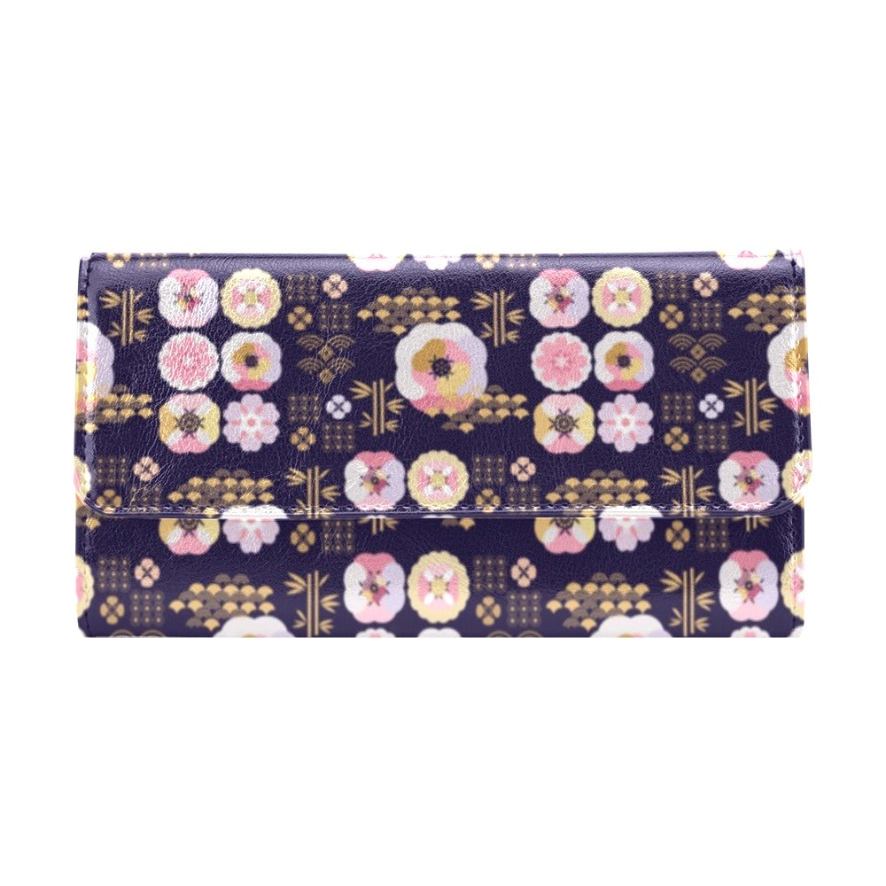 Sakura Japan Style Print Design LKS302 Women's Trifold Wallet