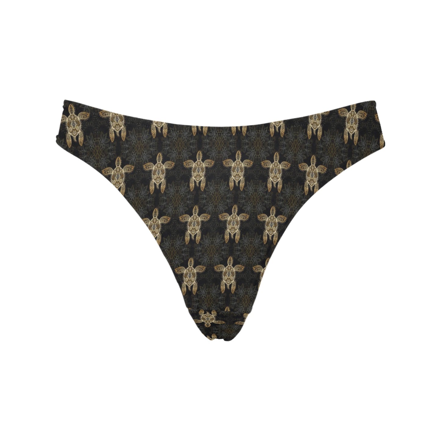Gold Tribal Turtle Polynesian Design Women's Thongs