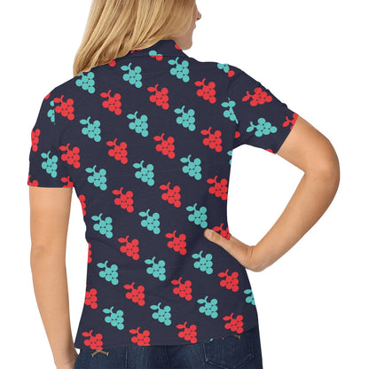 Grape Pattern Print Design GP07 Women's Polo Shirt