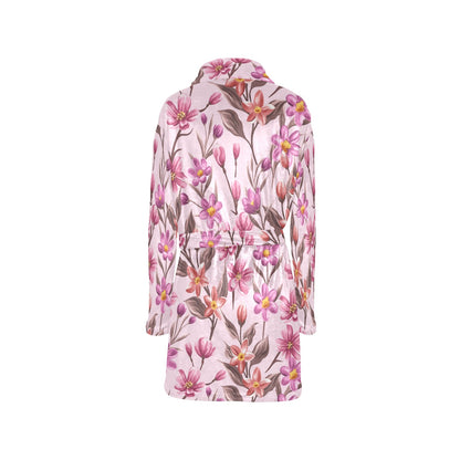 Summer Floral Pattern Print Design SF09 Women's Fleece Robe