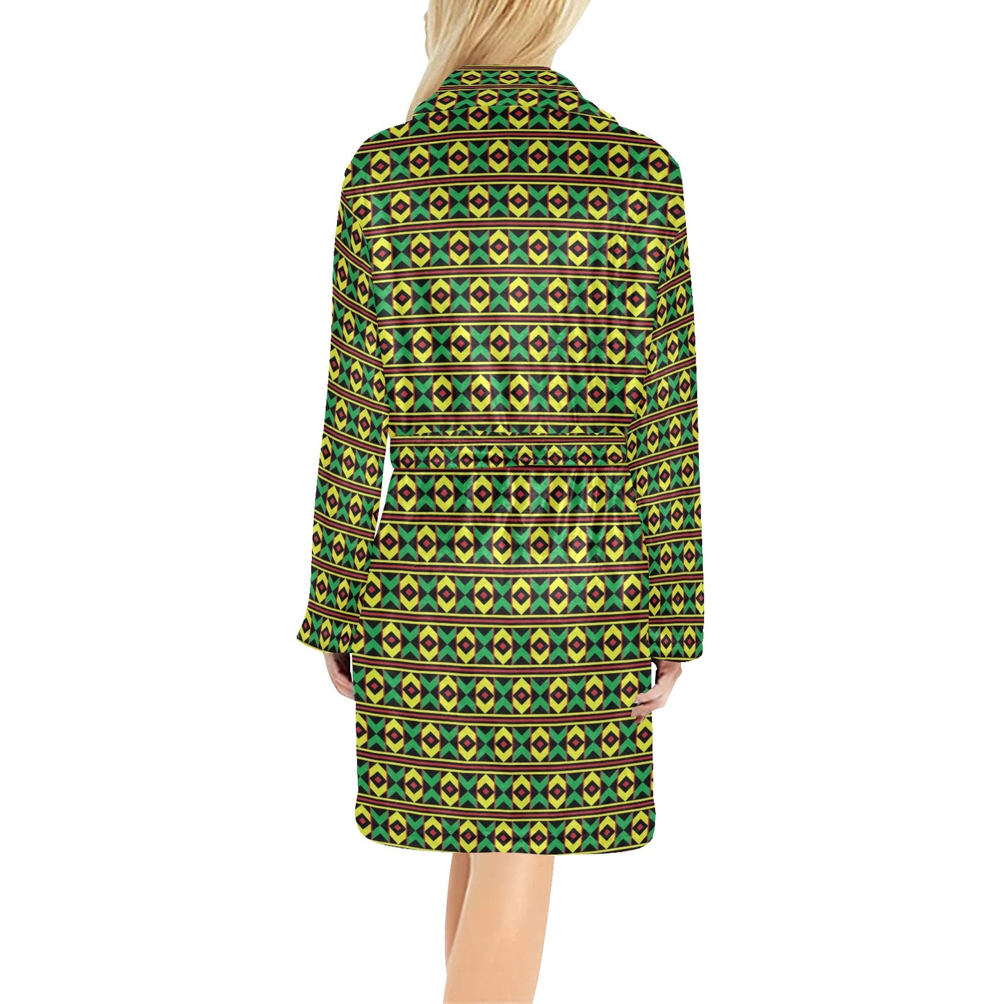 African Geometric Print Pattern Women's Fleece Robe
