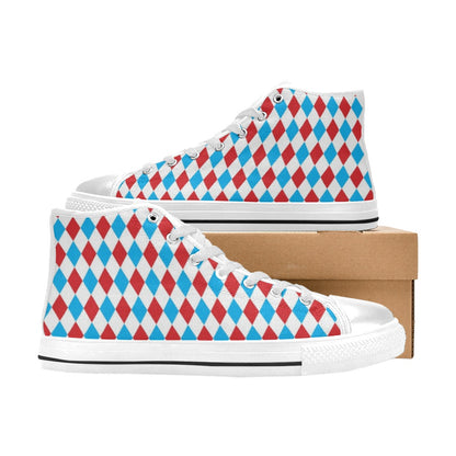 Harlequin Print Design LKS402 Men's High Top Canvas Shoes