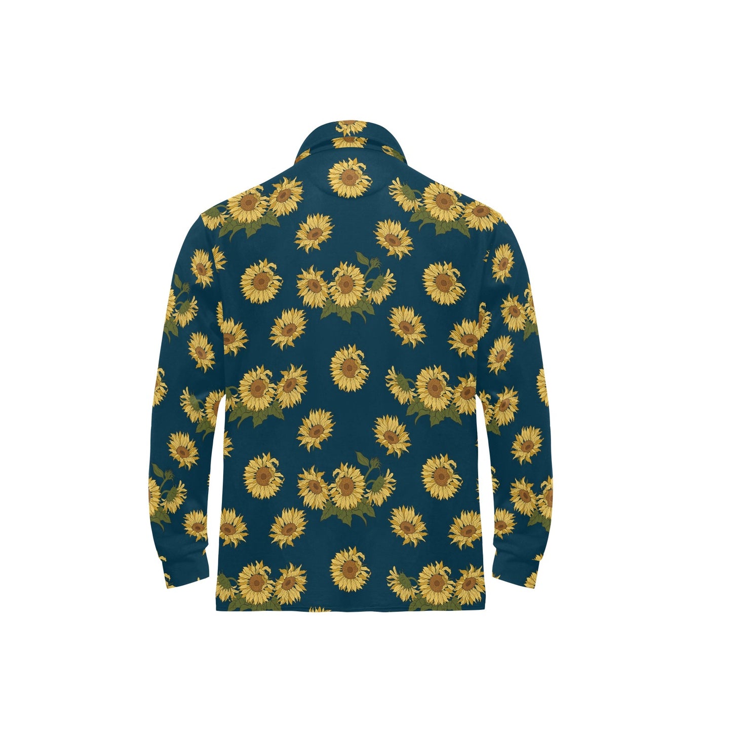 Sunflower Print Design LKS305 Long Sleeve Polo Shirt For Men's
