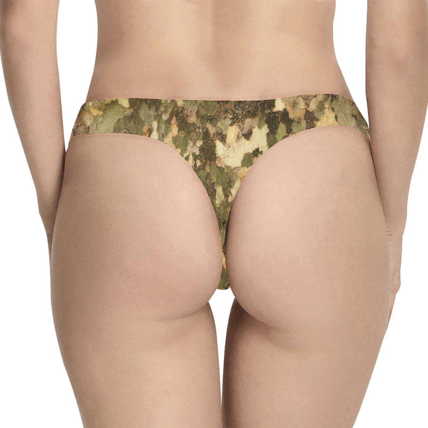 Camo Realistic Tree Texture Print Women's Thongs