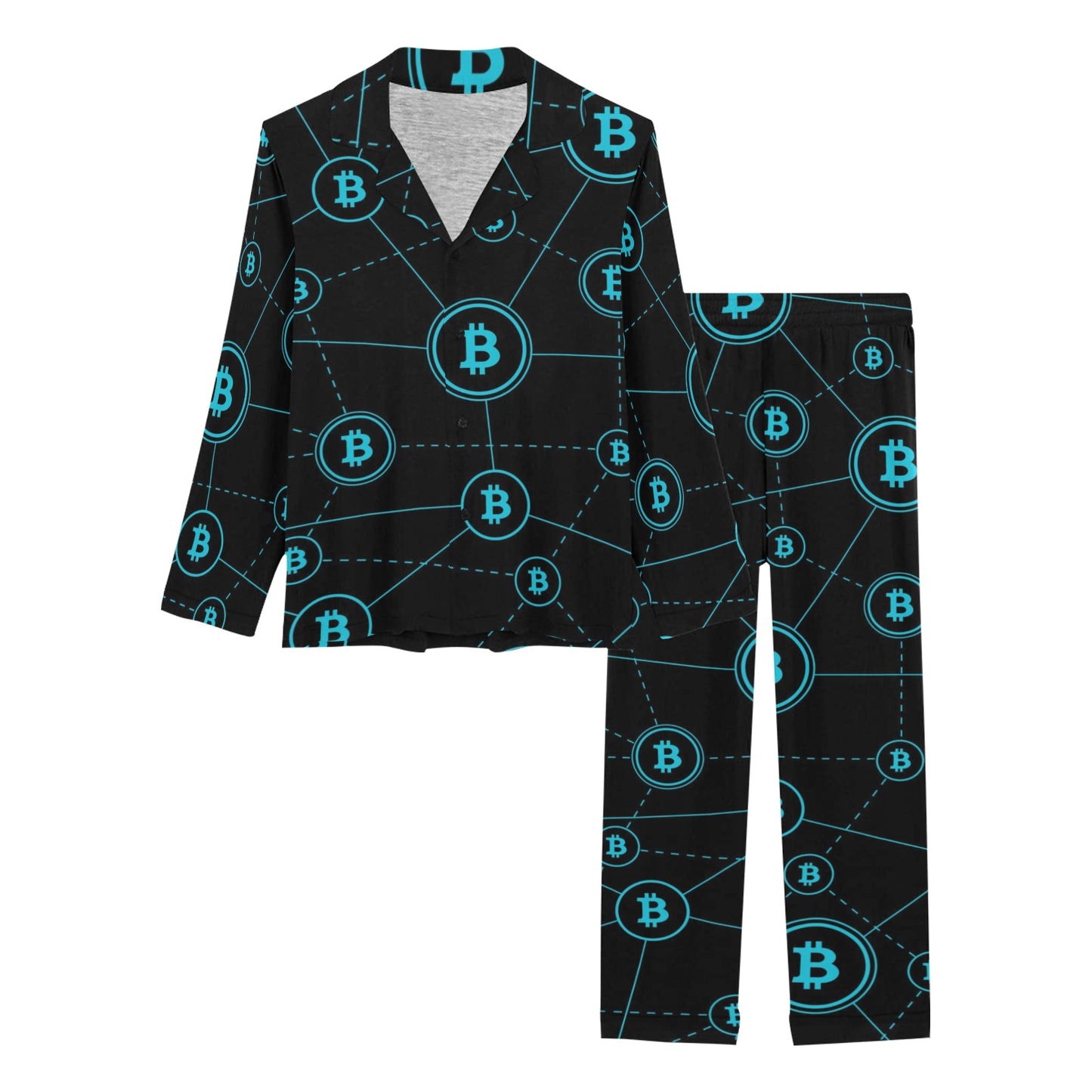 Cryptocurrency Pattern Print Design 01 Women's Long Pajama Set